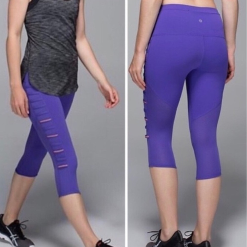 Lululemon Breezy Crop Leggings - purple, blue, 4